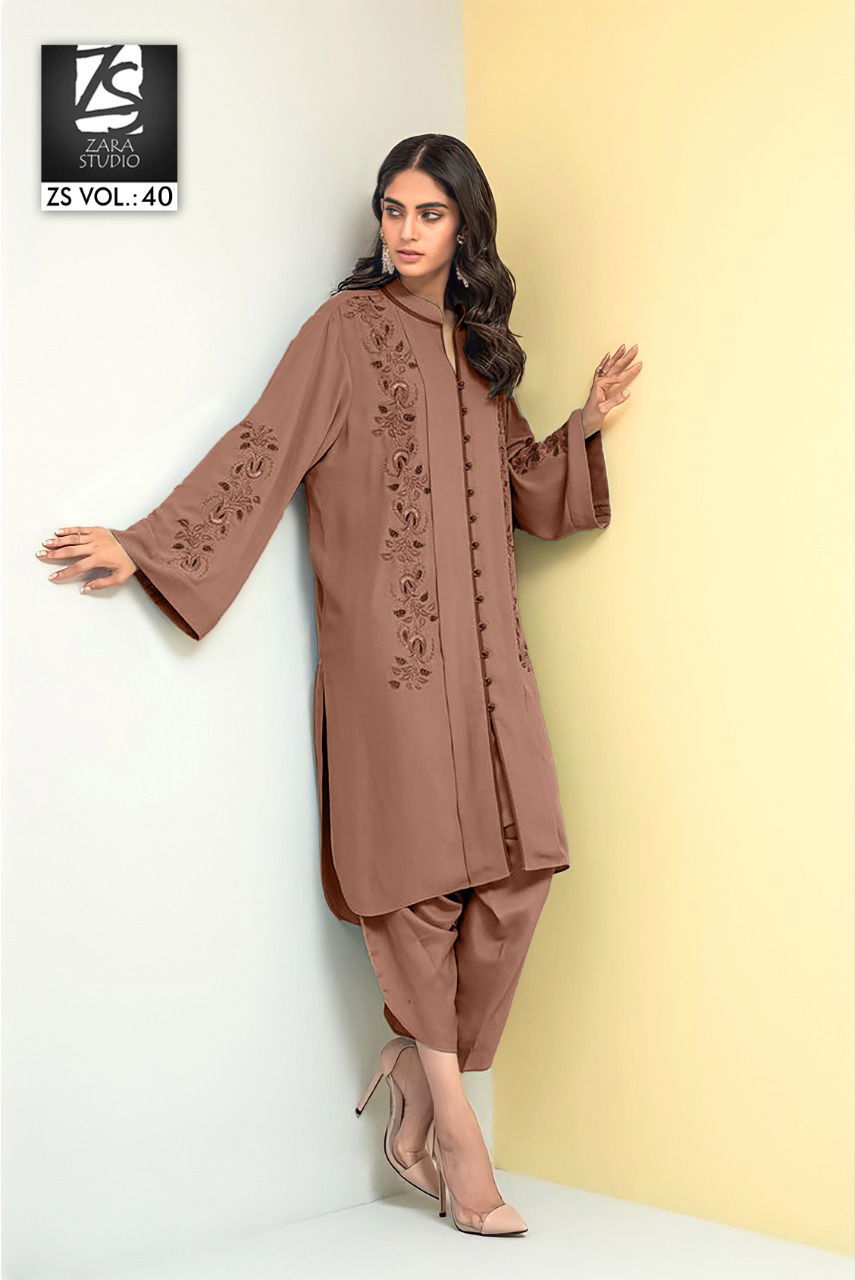 Zara 40 Formal Classy Georgette Party Wear Top With Bottom Collection